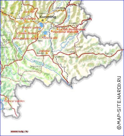 carte de Yunnan