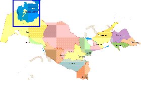 Administrativa mapa de Uzbequistao