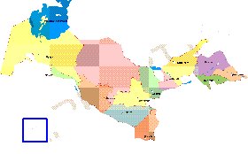 Administrativa mapa de Uzbequistao