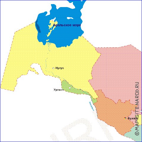 Administrativa mapa de Uzbequistao