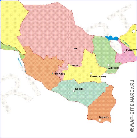 Administrativa mapa de Uzbequistao