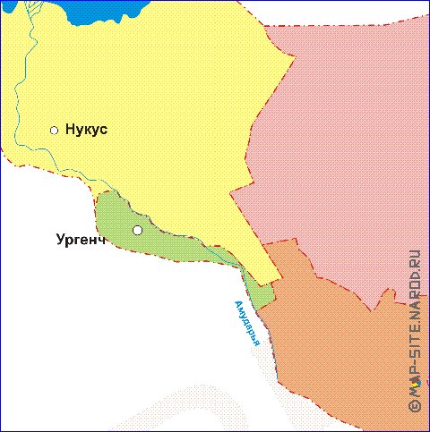 Administrativa mapa de Uzbequistao