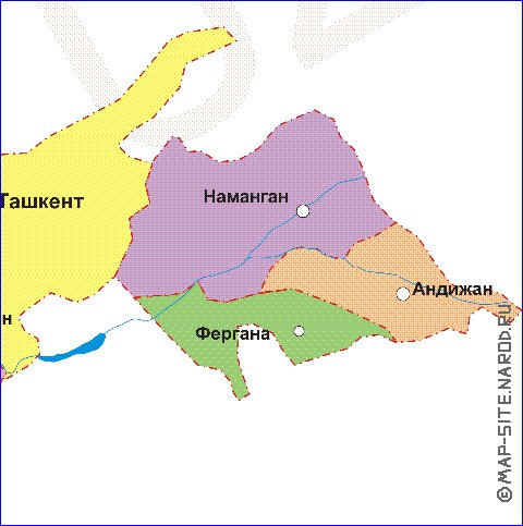 Administrativa mapa de Uzbequistao