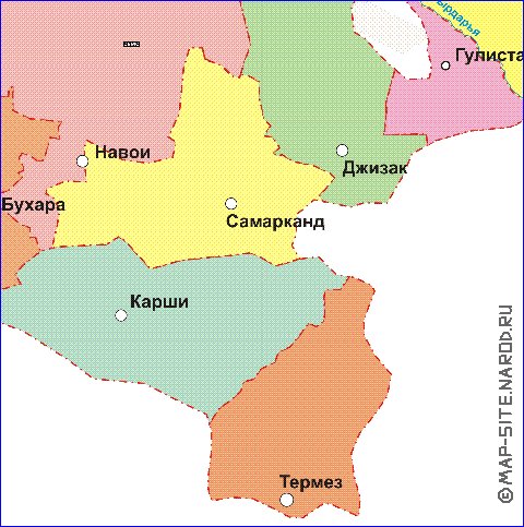 Administrativa mapa de Uzbequistao