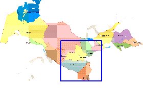 Administrativa mapa de Uzbequistao