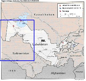 mapa de Uzbequistao